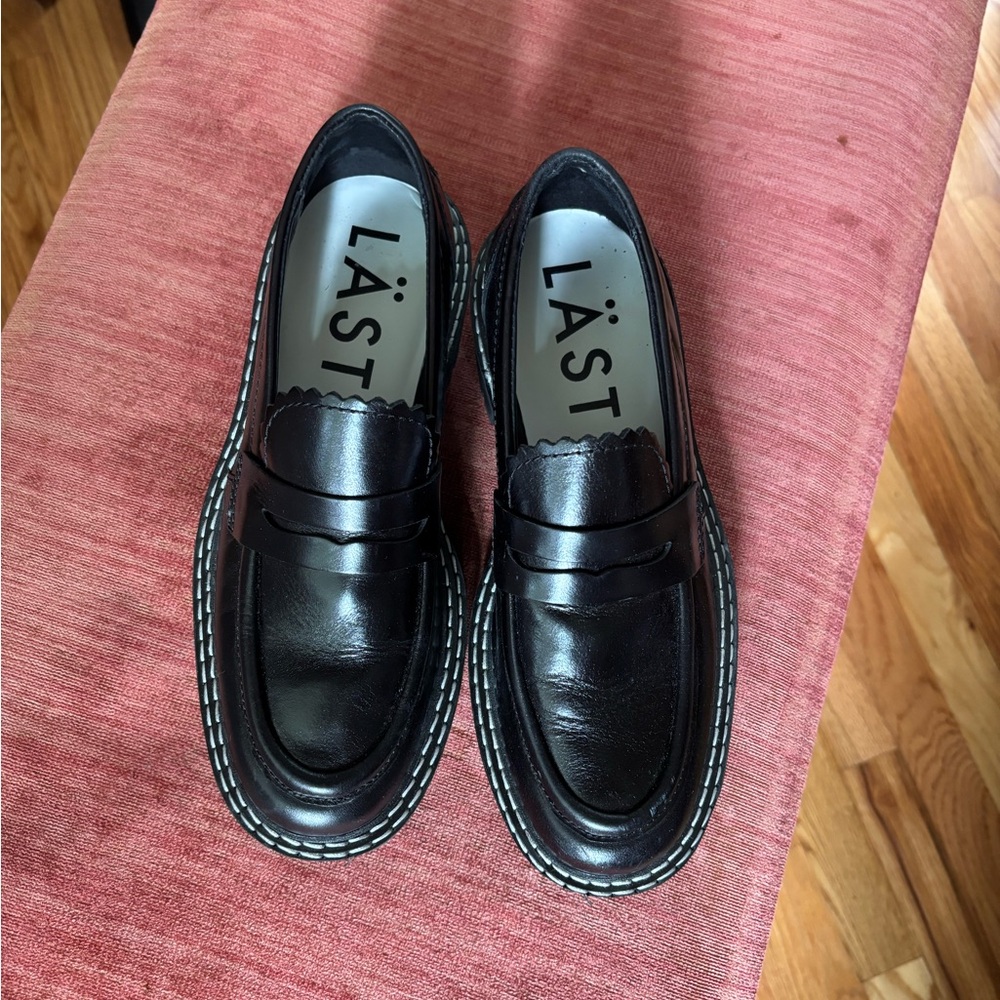 Black Leather chunky Loafers